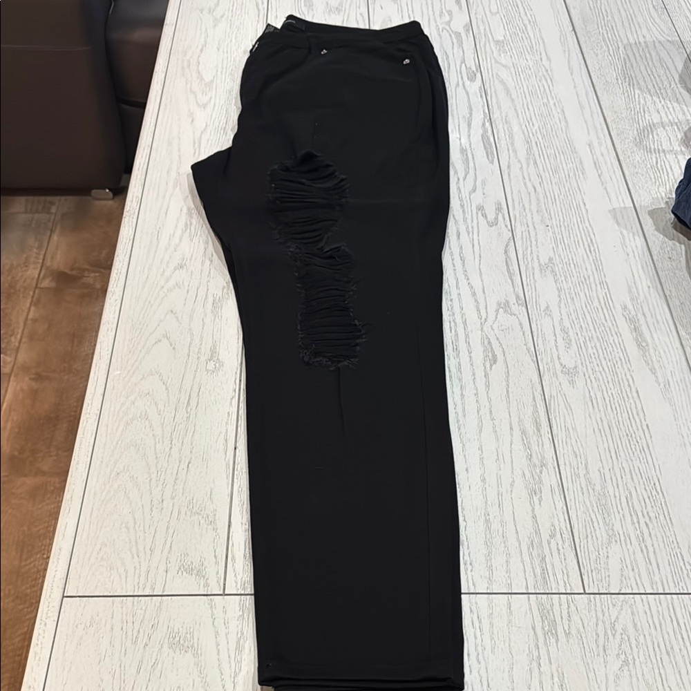 Ashley Stewart Black Distressed Pants